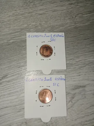 Monedas 1 céntimo España  1999,2001,02,08 S/C .