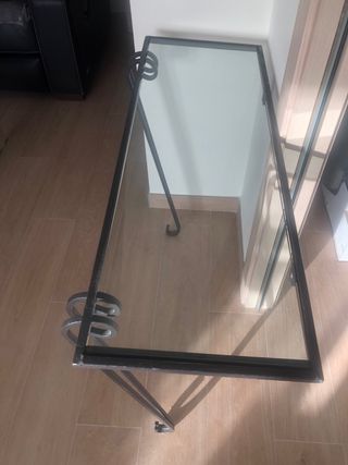 Mueble de entrada cristal y metal de color negro