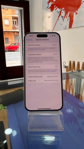 iPhone 15 Pro Plata 128GB Batería 92%