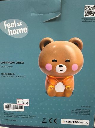 Lampada Orso Peluche Arancione Rosa