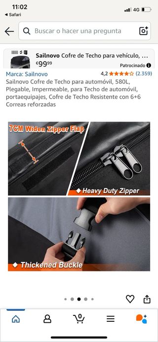 Cofre de Techo Sailnovo 580L Impermeable