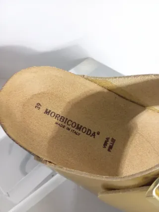 Ciabatte donna vera pelle oro