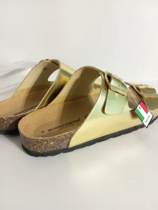 Ciabatte donna vera pelle oro