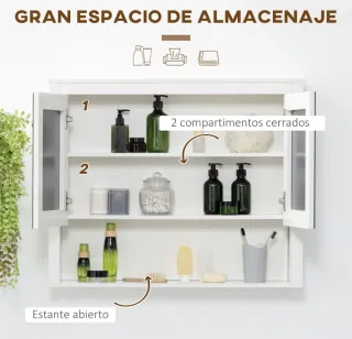 Armario Colgante con Espejo Blanco