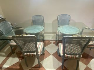 Mesa de comedor cristal y madera