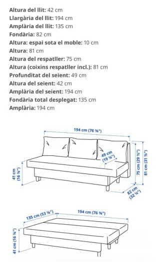Sofá Cama Beige Tela