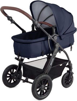 Carrozzina per Bambini Kinderkraft 3 Pezzi MOOV, Culla, Passeggino, Seggiolino Auto, Blu