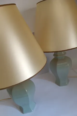 Coppia di lampade vintage in ceramica 52cm shabby chic