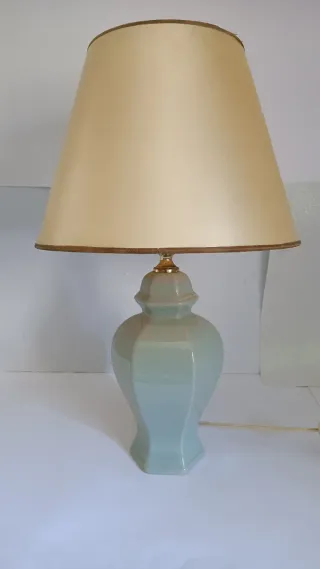 Coppia di lampade vintage in ceramica 52cm shabby chic