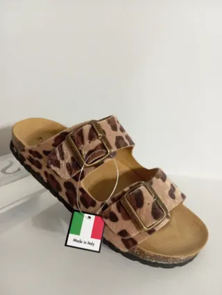 Sandali donna vera pelle leopardati 38