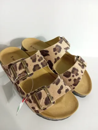 Sandali donna vera pelle leopardati 38