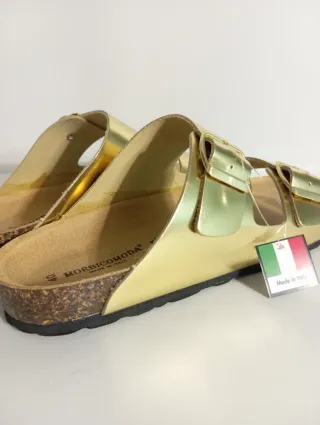 Sandali donna  nuovi vera pelle oro