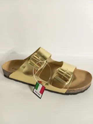 Sandali donna  nuovi vera pelle oro