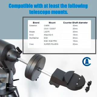 Sujeción para barra de contrapesos telescopio