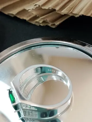 Anillo Plata Esmeralda Rectangular