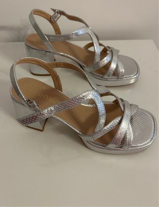 Sandali Unisa pelle metallizzata argento 41