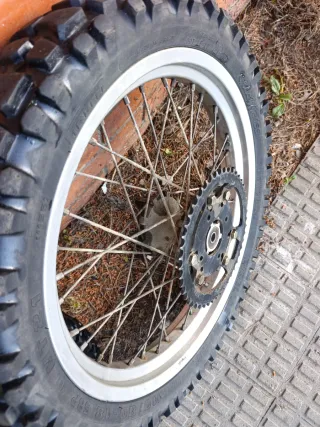 Llantas de moto con aro dorado y piñón