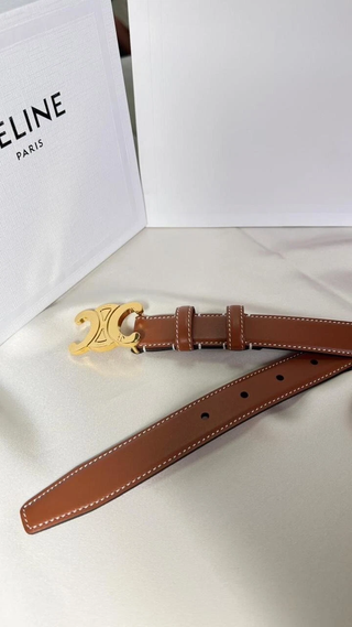 Cinturone Celine Triomphe Marrone Dorato
