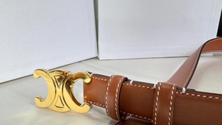 Cinturone Celine Triomphe Marrone Dorato