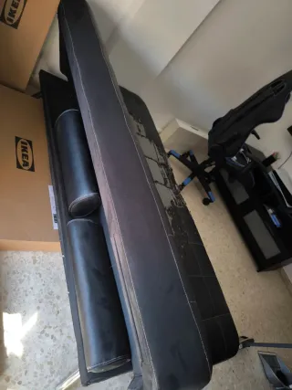 Sofá cama reclinable polipiel negro