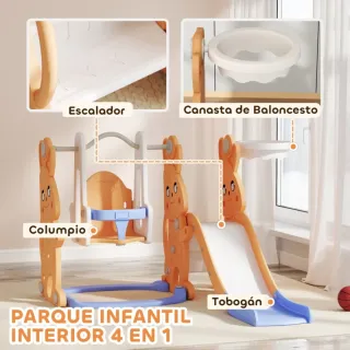 Tobogán y Columpio Infantil con Barandilla