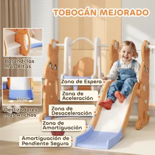Tobogán y Columpio Infantil con Barandilla
