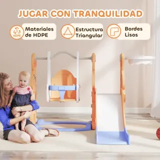 Tobogán y Columpio Infantil con Barandilla