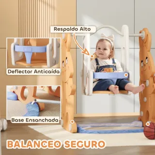 Tobogán y Columpio Infantil con Barandilla