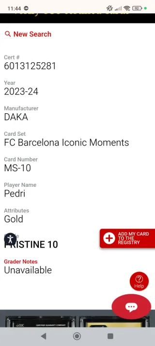 Pedri DAKA Gold 1/10 CGC 10 Pristine