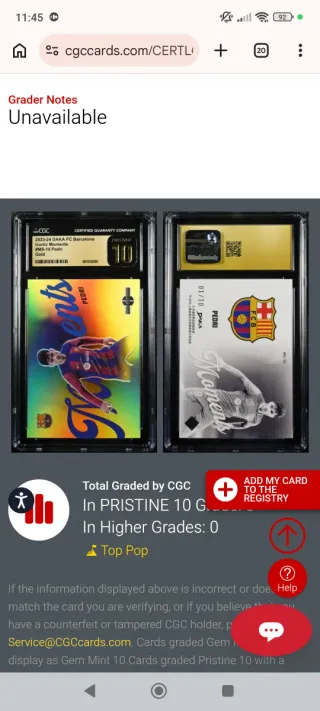 Pedri DAKA Gold 1/10 CGC 10 Pristine