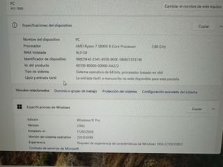 PC Ryzen 7 5800X GeForce RTX 2070 16GB RAM 500 SSD