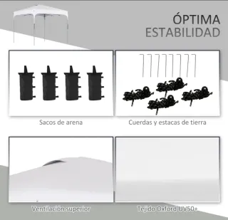 Cenador jardín ajustable blanco