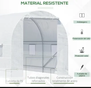 Invernadero túnel con puerta enrollable