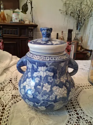 Vaso decorativo blu/bianco