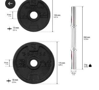 2 Kits Mancuernas 4 Discos 1kg