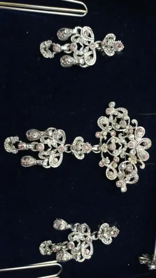 Aderezo Fallera niña Plata y rosa.