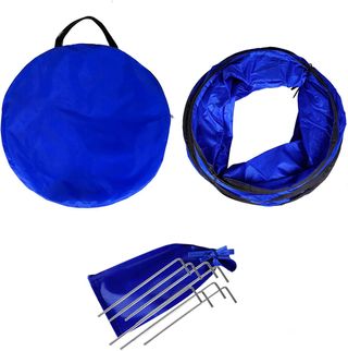 lionto Tunnel per cani, tunnel di agilità per animali domestici, (M) 300 x 50 cm, blu