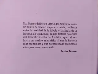 VIGILIA DEL ALMIRANTE, AUGUSTO ROA BASTOS