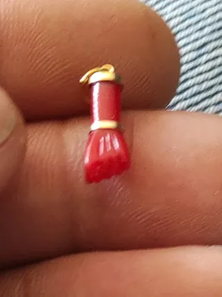 Colgante Dije Oro y Coral Rojo