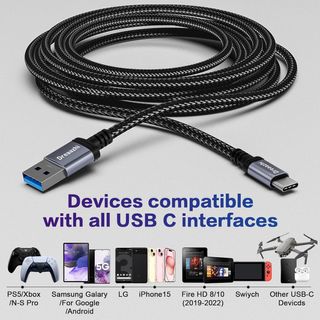 USB anf USB C Cable 0.5M, USB 3.1 Gen 2 Cable Carg