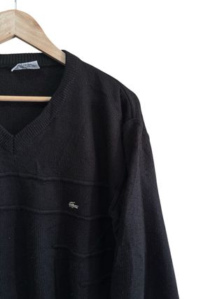 Jersey Lacoste Vintage Clásico Negro 90s