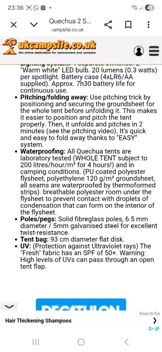 Pack camping Quechua: tienda, sacos, colchonetas