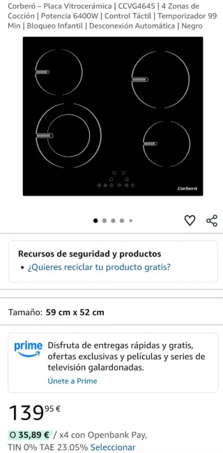 Placa Vitrocerámica Corberó CCVG8422