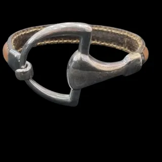 Pulsera de cuero y plata de ley estilo ecuestre
