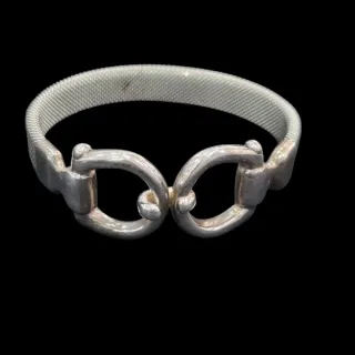 Pulsera de plata  y acero con diseño ecuestre
