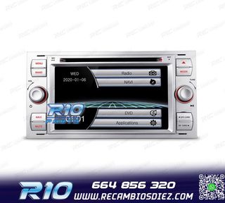 RADIO NAVEGADOR 7" PARA FORD CUADRADA COLOR PLATA USB GPS TA