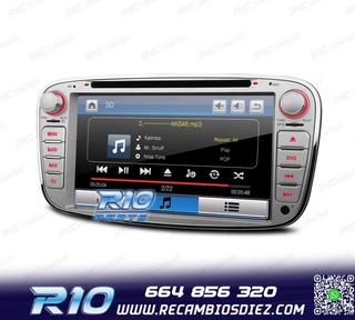 RADIO NAVEGADOR 7" PARA FORD REDONDA COLOR GRIS USB GPS TACT