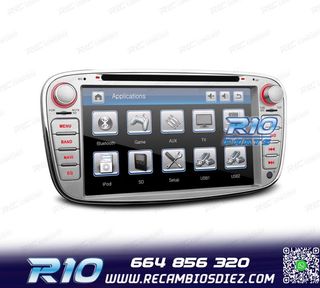 RADIO NAVEGADOR 7" PARA FORD REDONDA COLOR GRIS USB GPS TACT