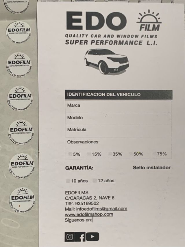 6 Sellos para lámina solar EDOFILM