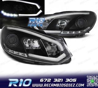 FAROS VOLKSWAGEN VW GOLF 6 08-12 TUBE LIGHT DRL FONDO NEGRO